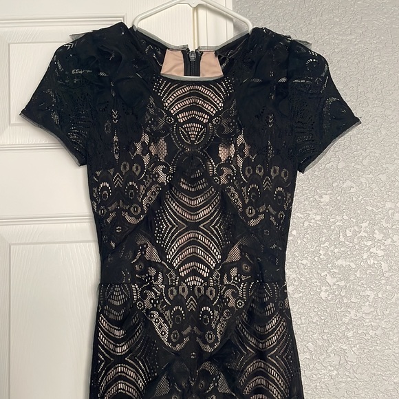 BCBGMAXAZRIA Black Lace Dress w Ruffles - Picture 7 of 16